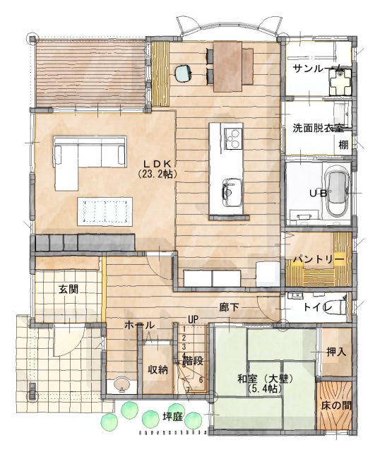 2階建て 3LDK アイランド キッチンと LDK隣の ウッドデッキで 家族が集う家 シティハウス産業株式会社